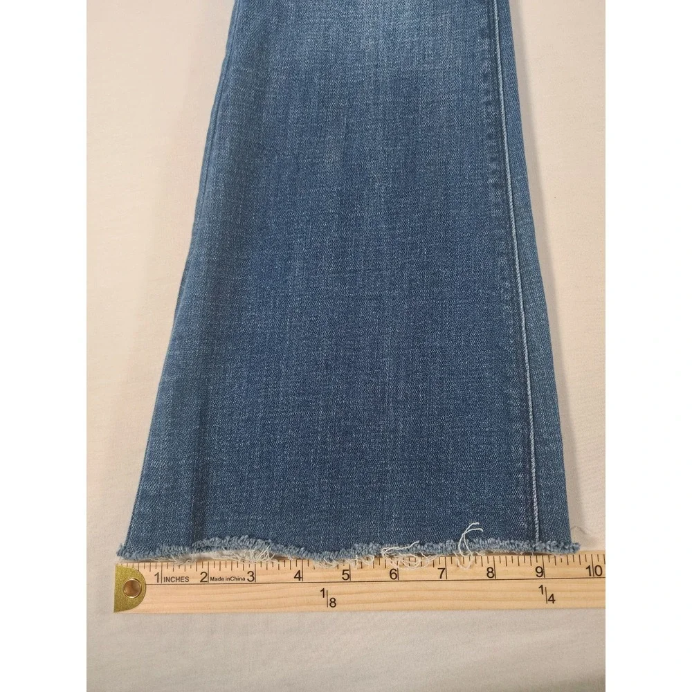 Anthropologie Unpublished Flare Jeans Women 29 Mid Rise Raw Hem Stretch‎ Retro